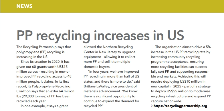 PP-resirkulering øker i USA